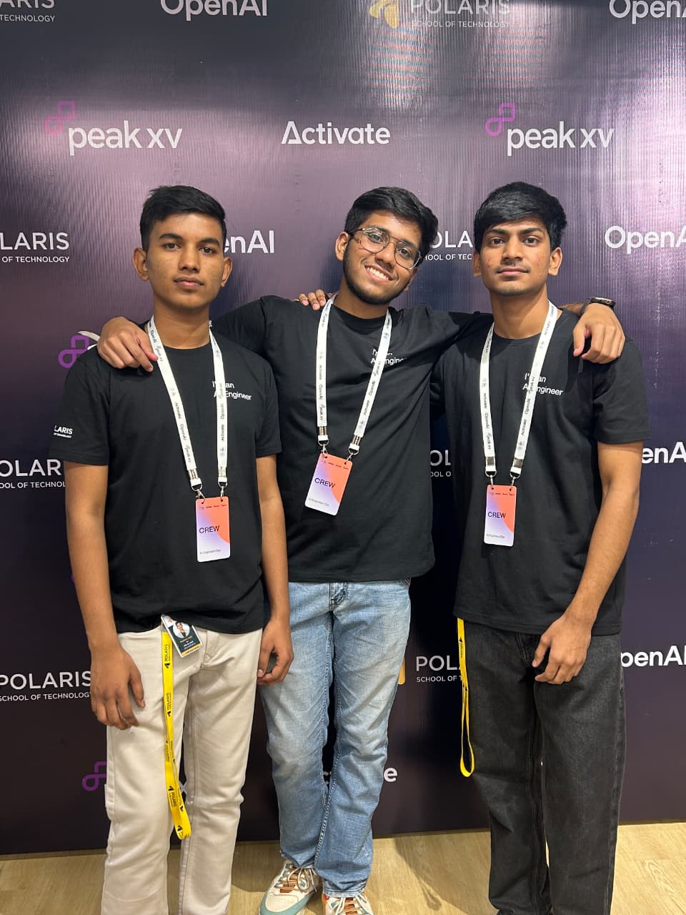 Priyanshu with crew at OpenAI's AI Engineer's Day, hosted at Polaris.